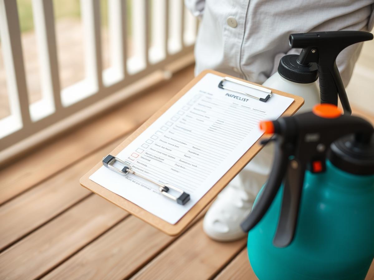 Columbus Pest Co. inspection clipboard and equipment
